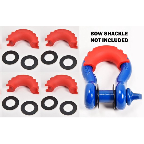 4x DRing Red Bow Shackle Isolator Jeep Towing Off Road 3/4" SILENCER