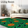 thumbnail image 2 of ODIKA 8'x10' Machine Washable Non-Slip Area Rug, Wicked Pumpkin Patch Scene with Enchanted Bats and Shadowy Foliage High Traffic Rug with Pad, Green, 641861, 2 of 8