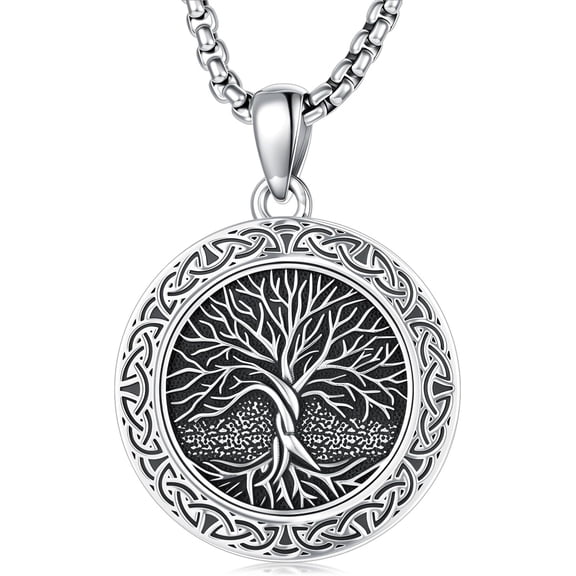 Tree of Life Necklace 925 Sterling Silver Celtic Leafless Family Tree Pendant Necklaces Jewelry for Men Women, w/Stainless Steel Chain 22’’ 2’’