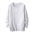 thumbnail image 2 of Htigea Men's Shirts Long Sleeve Cotton T-Shirt Basic Classic Casual Pullover Shirt Today Deals White,M, 2 of 6