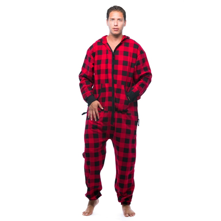 6436 10492 XL FollowMe Jumpsuit Adult Onesie Pajamas Red Buffalo Plaid Large
