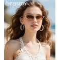 thumbnail image 2 of FEISEDY Retro Oval Cat Eye Sunglasses for Women 90s Narrow Lightweight Shades Y2k Trendy Sunnies B0257, 2 of 13