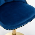 thumbnail image 5 of Rhomtree Swivel Button Tufted Bar Stool, Blue with Gold Base (Set of 2), 5 of 10