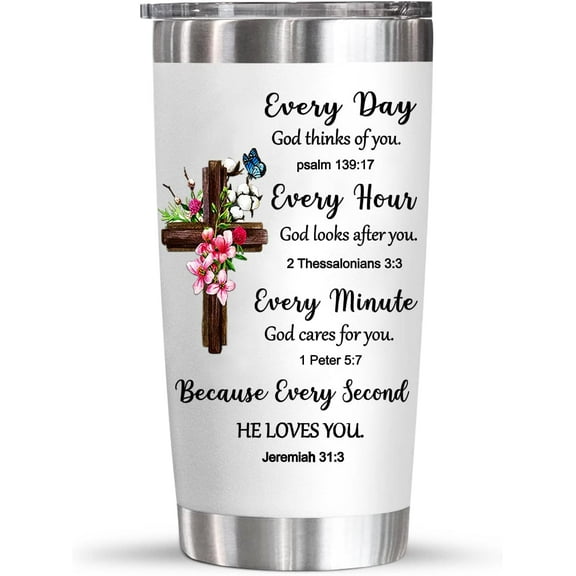 Christian Gifts for Women, Inspiration Religious Gifts, Bible Verse Encouragement Gifts, Thank You Gifts, Birthday Gifts for Women, Mom, Friend, Sister -20 Oz Stainless Steel Tumbler