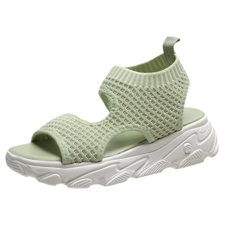 

PEASKJP Women s Sandals Casual Espadrille Slide On Platform Sandals Comfort Open Toe Ankle Elastic Strappy Studded Flatform Sandal Shoes (Green 7)