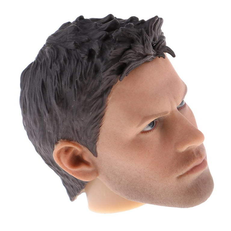 1/6 Male Head Sculpt, European and Model Handsome Male Head Sculpt for 12  inch Action Figure Black