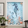 thumbnail image 4 of Blue Coastal Seahorse Semi Sheer Curtains Drapes for Living Room, Bedroom, French Doors Window 96 Inches Long, Summer Beach Starfish Botanical Rod Pocket Chiffon Curtain Drapery Voile Drape Panel, 4 of 6