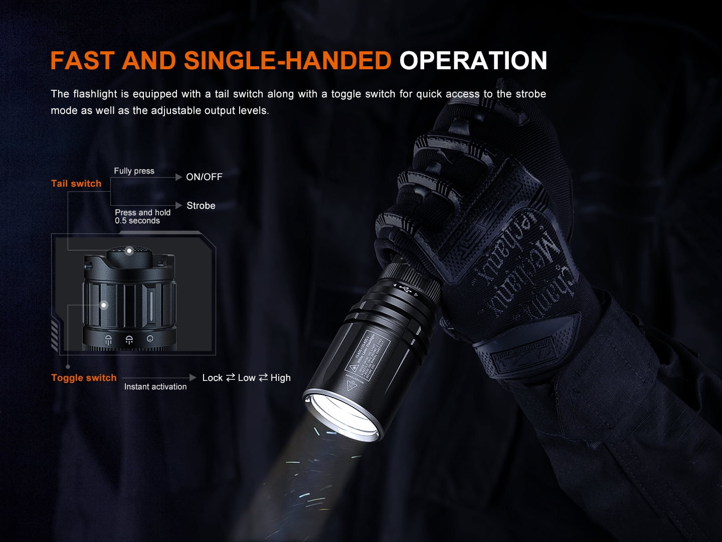Fenix TK30R 1640 Yard Long-Throwing Tactical LEP Flashlight + LumenTac Organizer