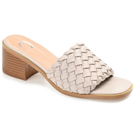 

Journee Womens Fylicia Woven Detail Slip On Stacked Heel Dress Sandals