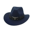 thumbnail image 3 of segolike Western Cowboy Hat Sun Hat Comfortable Women Men Cowgirl Hat Sun Protection for Fishing Holiday Costume Camping Dark Blue, 3 of 8