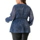 thumbnail image 3 of Blusas de Peplum Brillantes con Lentejuelas Cuello en V y Mangas de Linterna para Mujeres Talla Grande Agnes Orinda 4X Azul Marino, 3 of 6