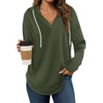 thumbnail image 2 of Timegard Hoodies pour Femmes Col en V à Cordon Manches Longues Pull Automne Décontracté Ample Confortable Hauts Blouse, 2 of 6