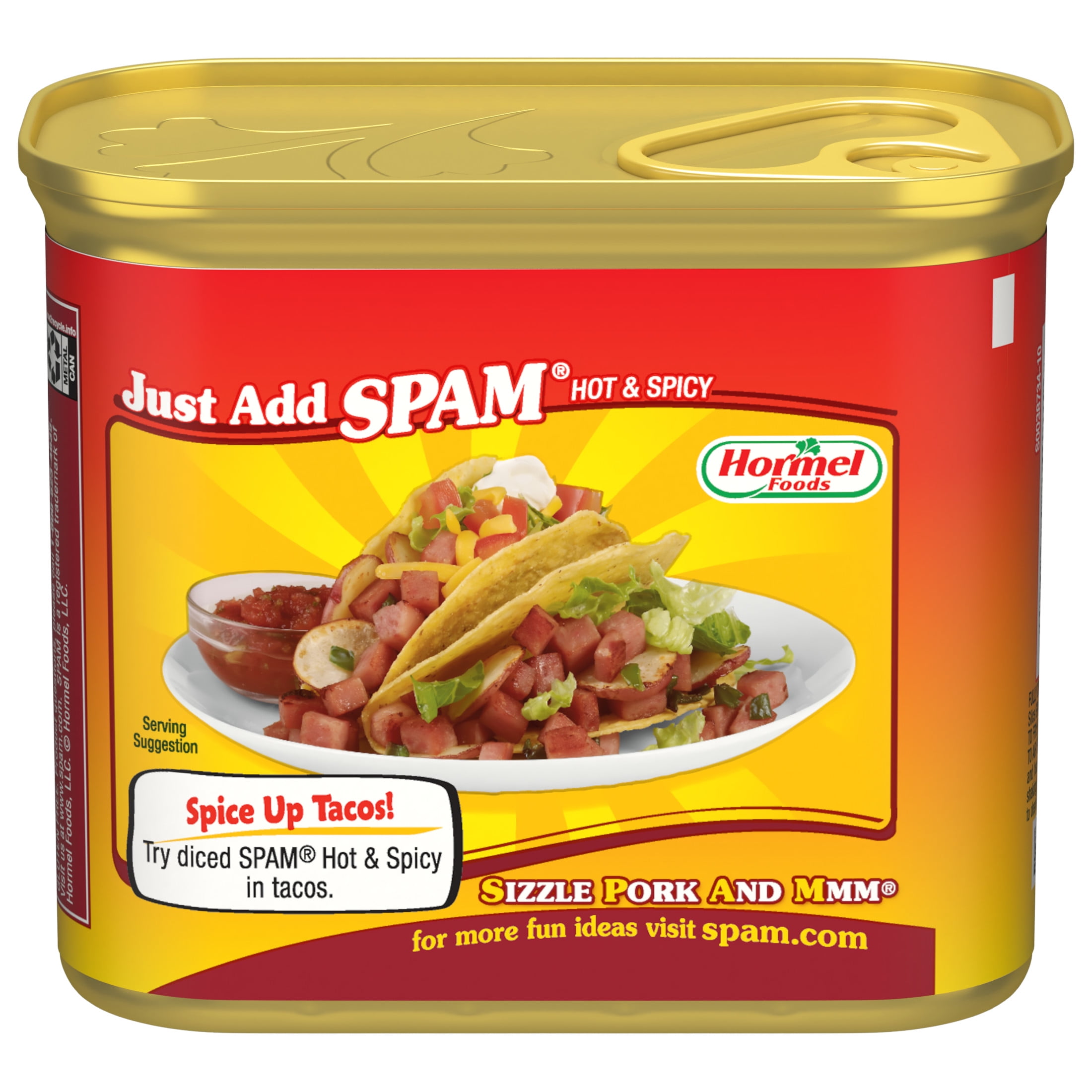 SPAM Hot and Spicy, 7 g of Protein per serving, 12 oz Aluminum Can (12 Pack)