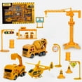 thumbnail image 2 of Kids Construction Playset 13 PCS – Tower Crane Dump Truck Helicopter Gas Station Road Signs Engineering Toy Set for Boys Girls Age 3+ Birthday Gift, 2 of 8