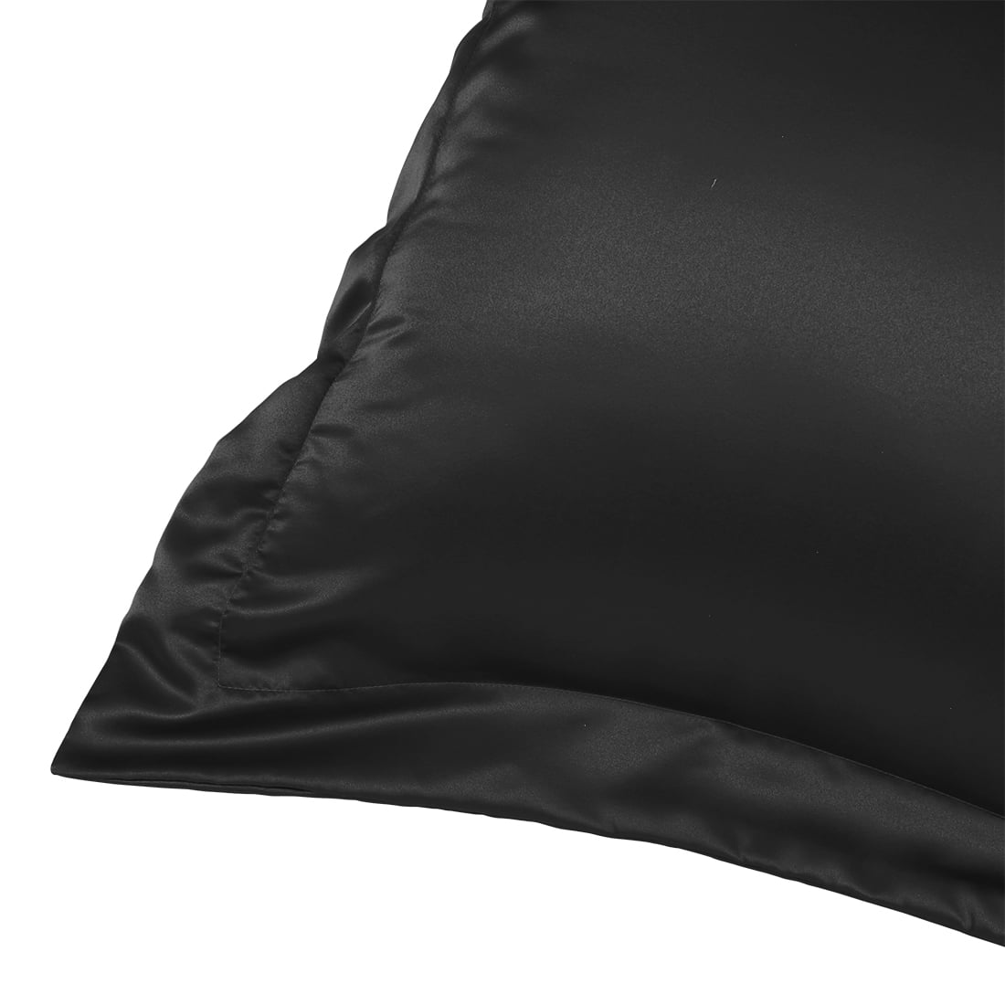 Unique Bargains 2-Pack Satin Silk Envelope Closure Pillow Shams Black European