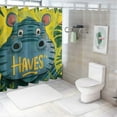 thumbnail image 7 of BCIIG Hippo Jungle Bathroom Decor Set with Hooks, Colorful Luxurious Graphic Print Polyester Fabric Shower Curtain for Home Bathtubs Decoration 69x72, 7 of 7