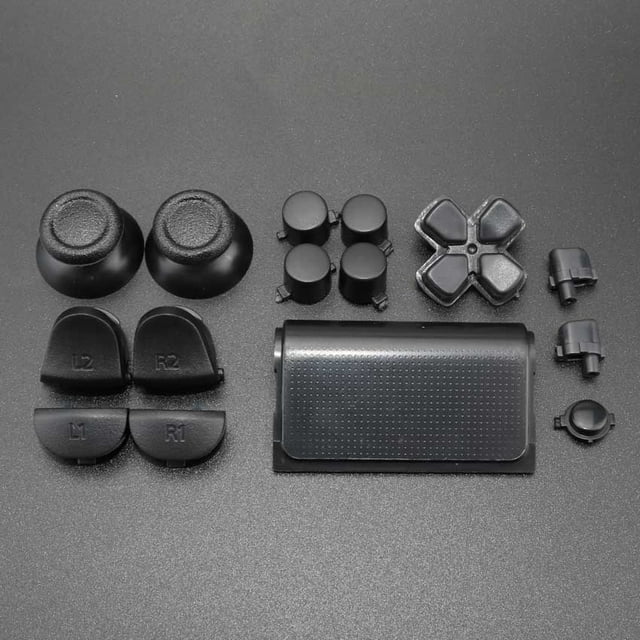 Full Set Replacement Parts Buttons Grip Caps D-Pad L1 L2 R1 R2 for PS4 DS4 Gamepad Controller Old Version Black