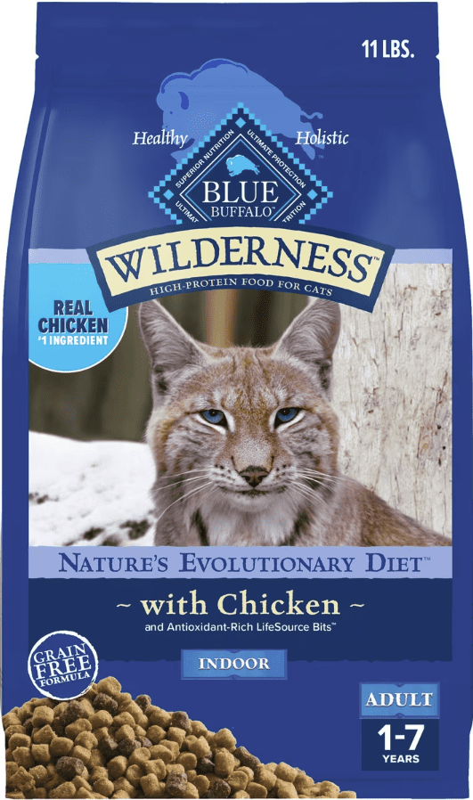 Blue Buffalo Wilderness Chicken High-Protein Grain-Free Adult Indoor Dry Cat Food, 11 lb (2 Pack)