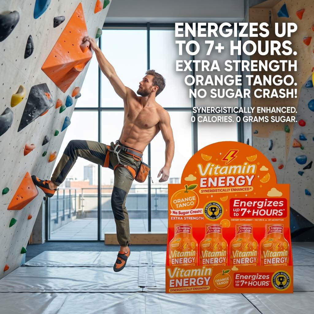 Vitamin Energy Immune+ Extra Strength Shot, Orange Burst, 12 Pack – 260mg Natural Caffeine, B-Vitamins & Citicoline, Zero Sugar, 1.93 fl oz