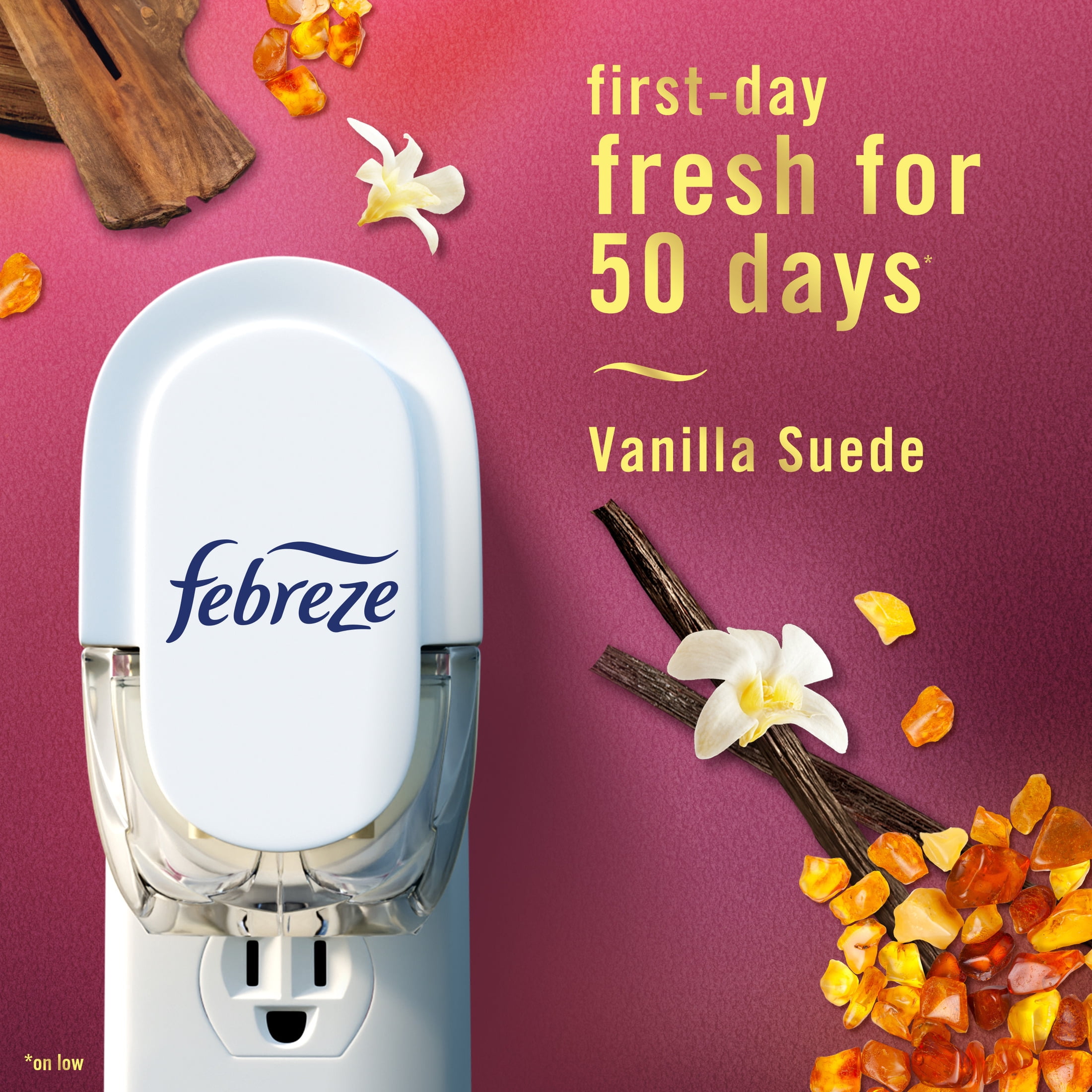 (2 pack) Febreze Plug In Air Freshener, Odor-Fighting Scented Oil Refill, Vanilla Suede Scent, 2 Refill