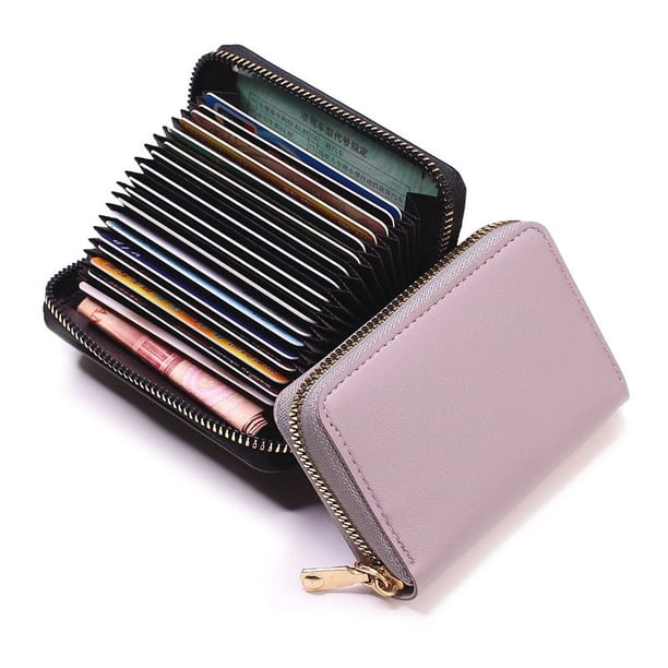 Monedero para tarjetas, monedero para mujer, pequeño y de gran capacidad, tarjetero multitarjeta, ultrafino, sencillo, de color liso, para hombre