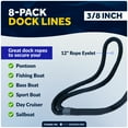 thumbnail image 5 of Five Oceans 8-Pack 3/8" x 15' Boat Dock Lines, Navy Blue Double Braided Nylon, Marine-Grade, 12" Eyelet, 1-Year Warranty - FO4695-M2, 5 of 8