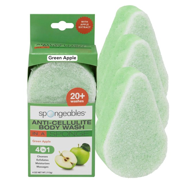 Spongeables gel de baño anticelulítico en una esponja de lavado 20+ manzana, 3 unidades