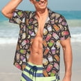 thumbnail image 5 of Lsque Milk Tea pattern Hawaiian Shirt for Men, Unisex Summer Beach Casual Short Sleeve Button Down Shirts-Large, 5 of 9