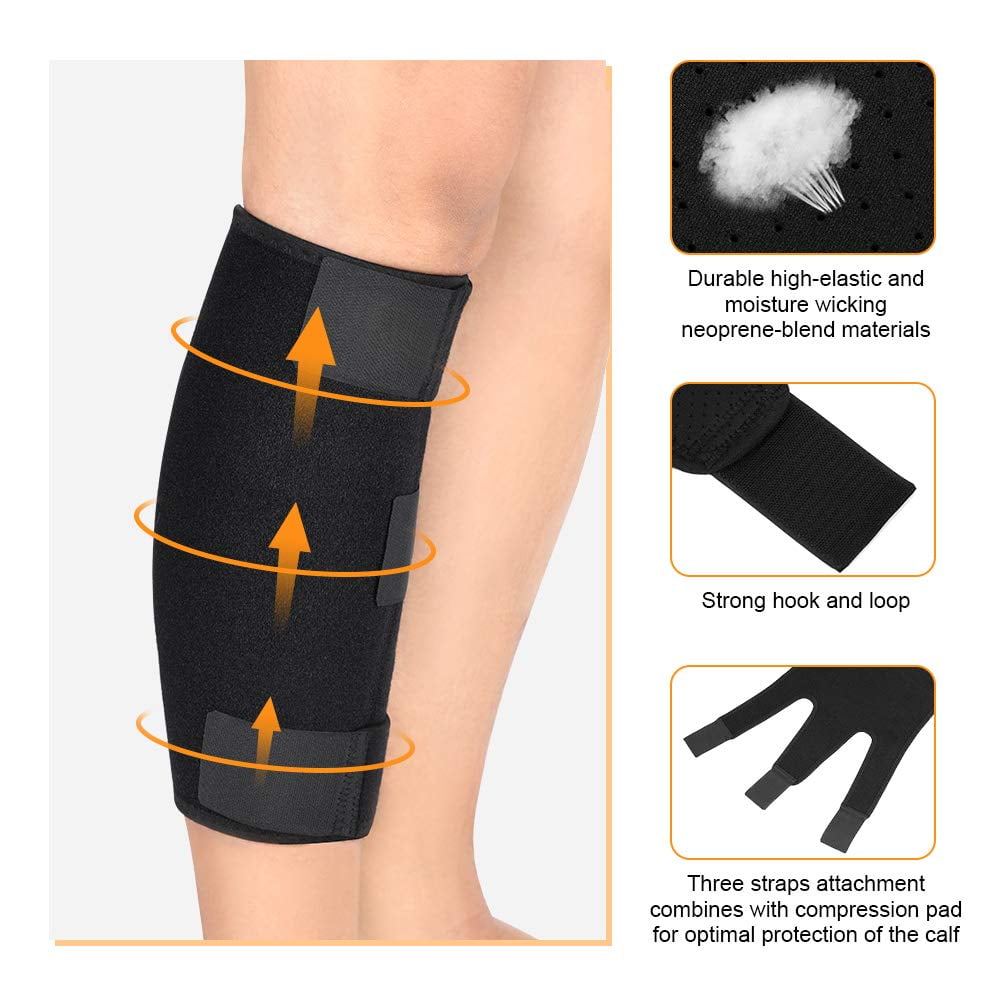 Calf Brace for Torn Calf Muscle and Shin Splint Relief - Calf Compression  Sleeve for Strain, Tear, Lower Leg Injury - Neoprene Runners Splints Wrap