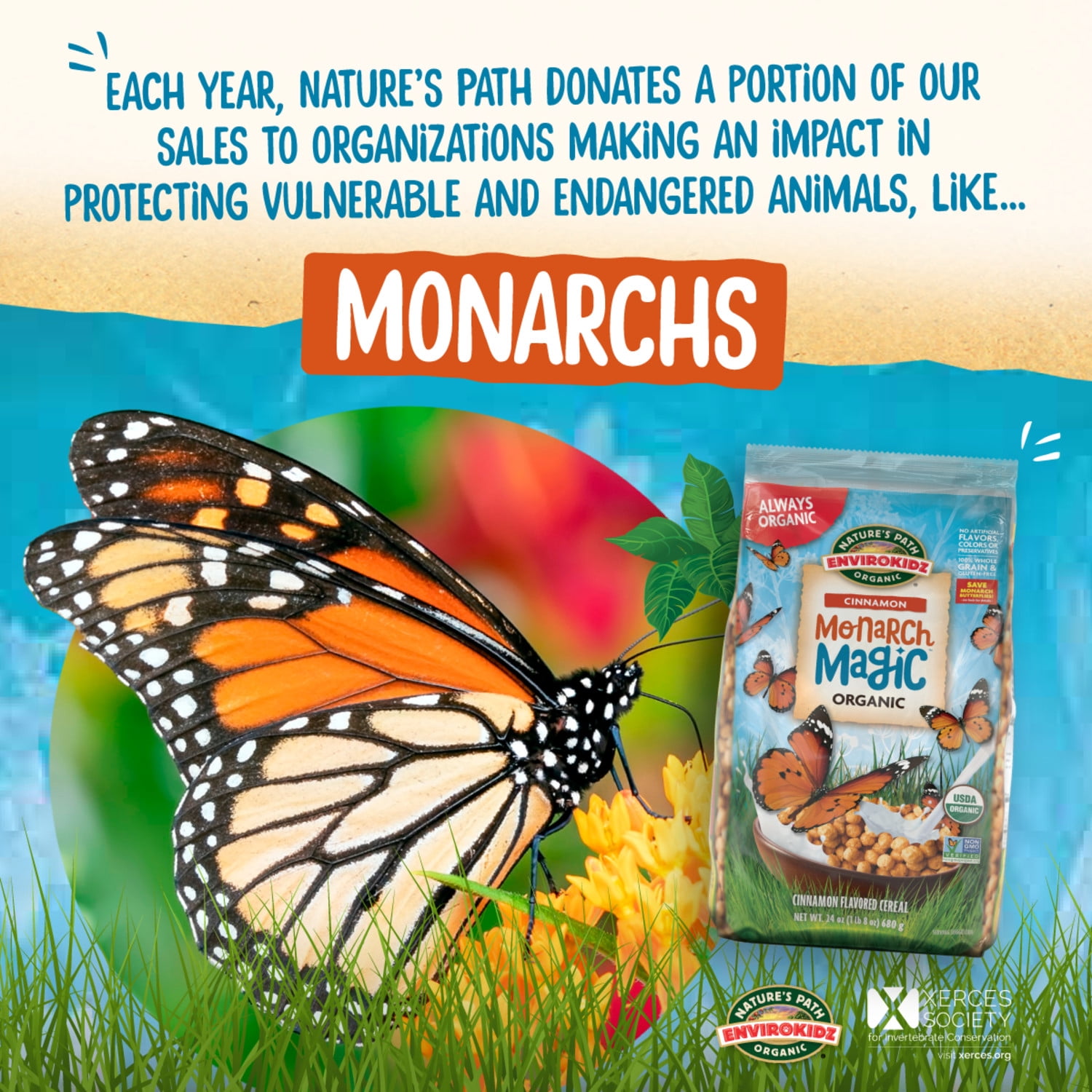 EnviroKidz Organic Monarch Magic Breakfast Cereal, 24oz Bag (pack of 6)