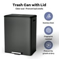 thumbnail image 3 of Poubelle Double de 16 Gallons/60 L, Poubelle en Acier Inoxydable avec Couvercle à Fermeture Douce et Pédale, Bac de Recyclage Double Commercial 2 x 8 Gallons avec 2 Paniers Intérieurs Amovibles pour Cuisine Bureau, Noir, 3 of 7