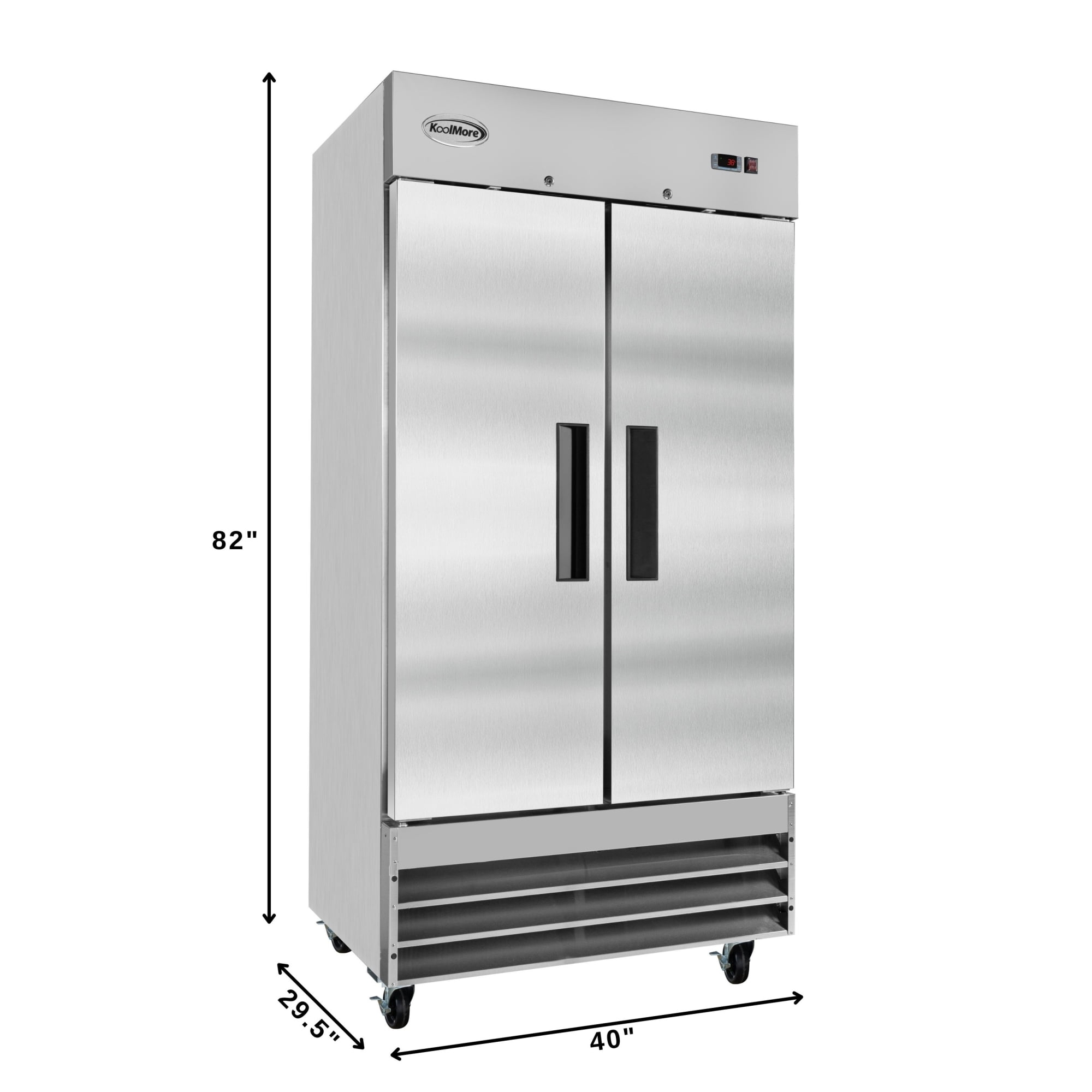 39 in. Commercial Stainless Steel 2-Door Reach-In Refrigerator, 35 cu. ft.