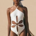 thumbnail image 2 of Sngxgn Swimsuit for Women Bathing Suits Front Cutout Adjustable Straps Ruched Swimwear(White,S), 2 of 6