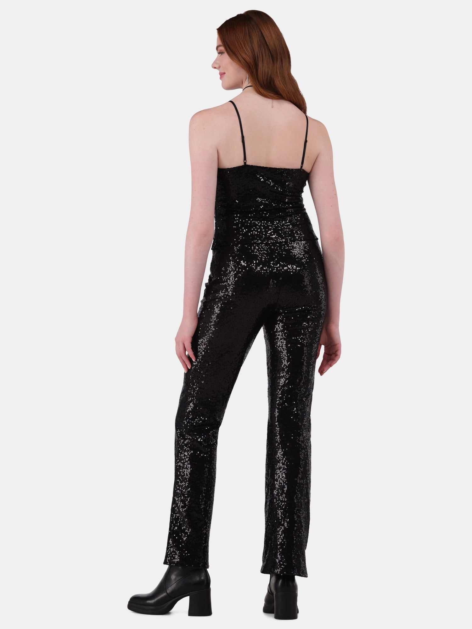 No Boundaries Sequin Crop Top & Flare Pants Set, 2-Piece, Women's