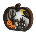 thumbnail image 1 of XIEULQP Halloween Lighted Wooden Table Decoration, Ghost Pumpkin Tabletop Centerpieces LED Boo Spooky Sign for Trick or Treat Halloween Party Dinner Coffee Table Topper Tier Tray Room Decor, 1 of 5
