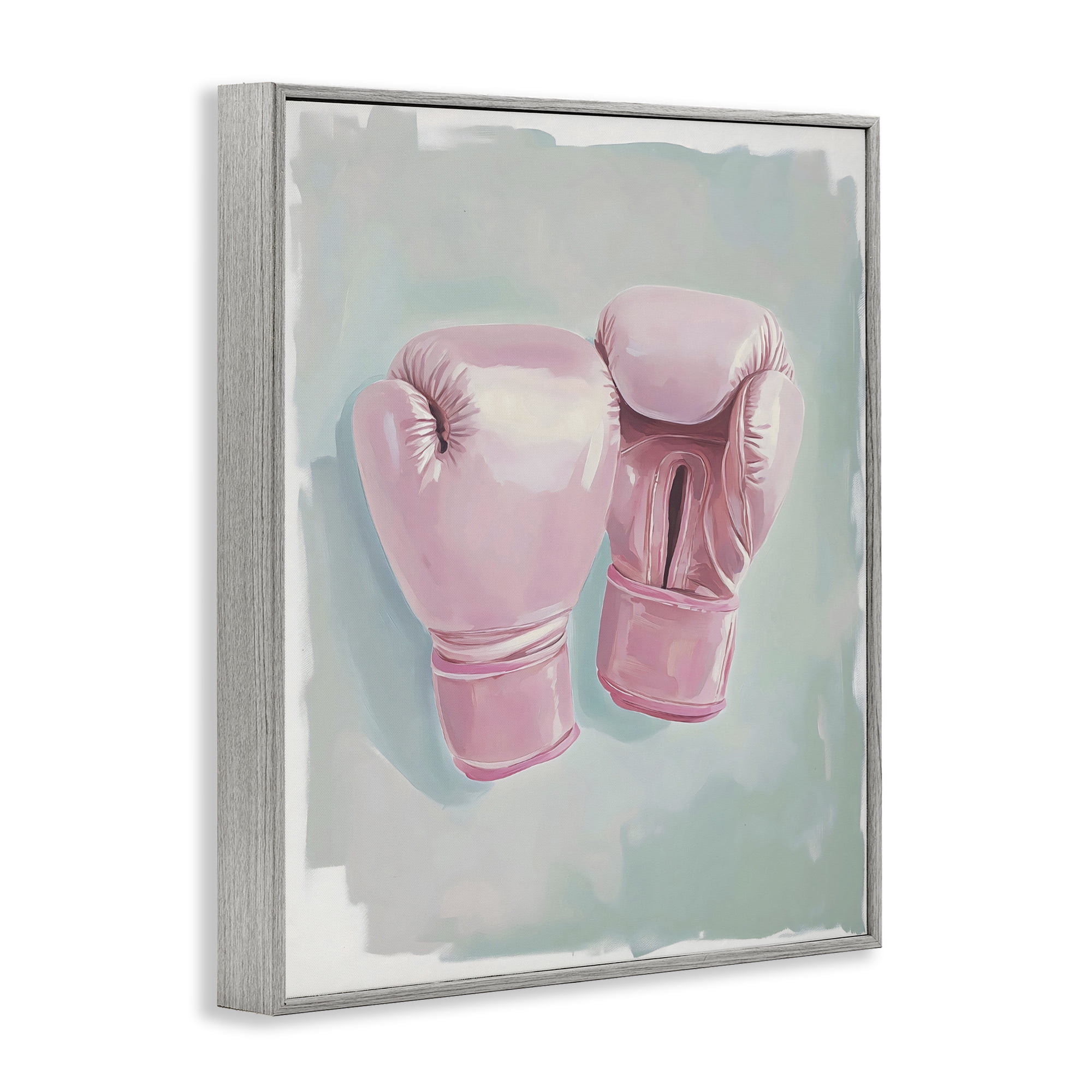 Stupell Industries Feminine Pink Boxing Gloves Gray Framed Giclee Art, design by The Prints Vibe