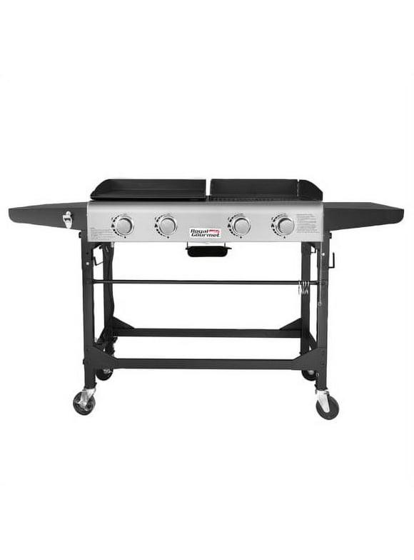 Royal Gourmet 4-Burner GD401 Portable Flat Top Gas Grill and Griddle Combo with Folding Legs