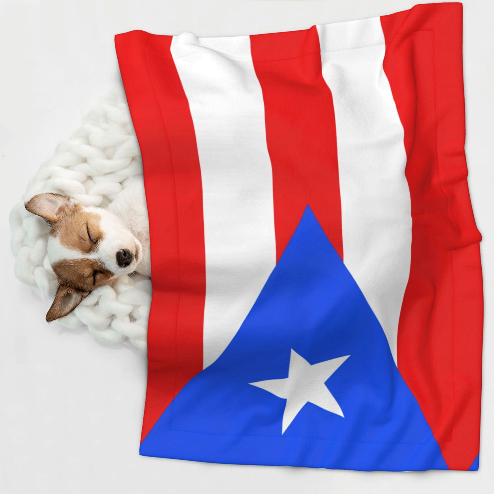 Flannel Throw Dog Blanket Puertorico-Flag Soft Warm Print Pet Blankets for Small Dog Cat Puppy