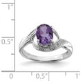 thumbnail image 3 of Sterling Silver Rhodium Amethyst Diamond Ring (Size 6) Made In India qdx407-6, 3 of 5