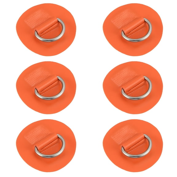 6pcs 6cm Orange D Ring Patch Stainless Steel Round Shape D Ring Pads for Inflatable Boat Kayak