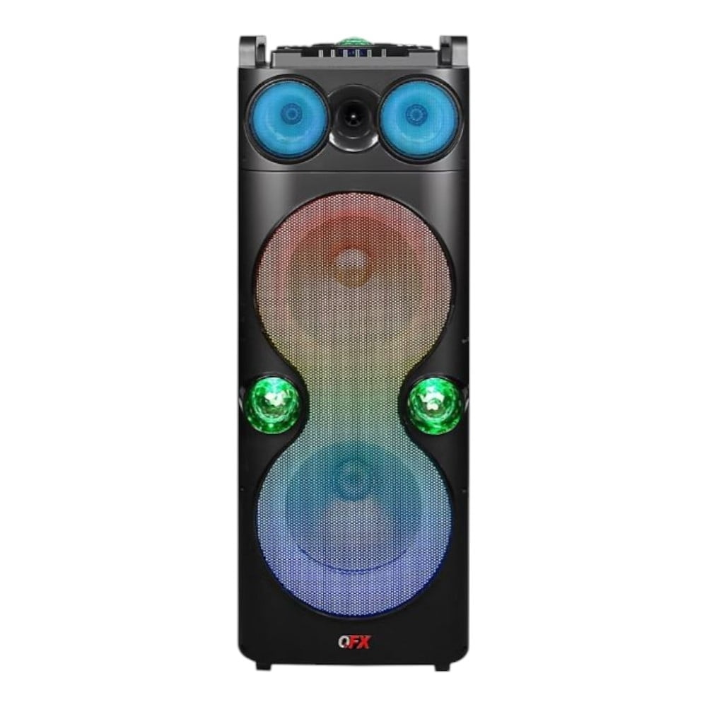 QFX PBX-1260 Dual 12" Party Speaker With Rechargeable Battery and LED Lights