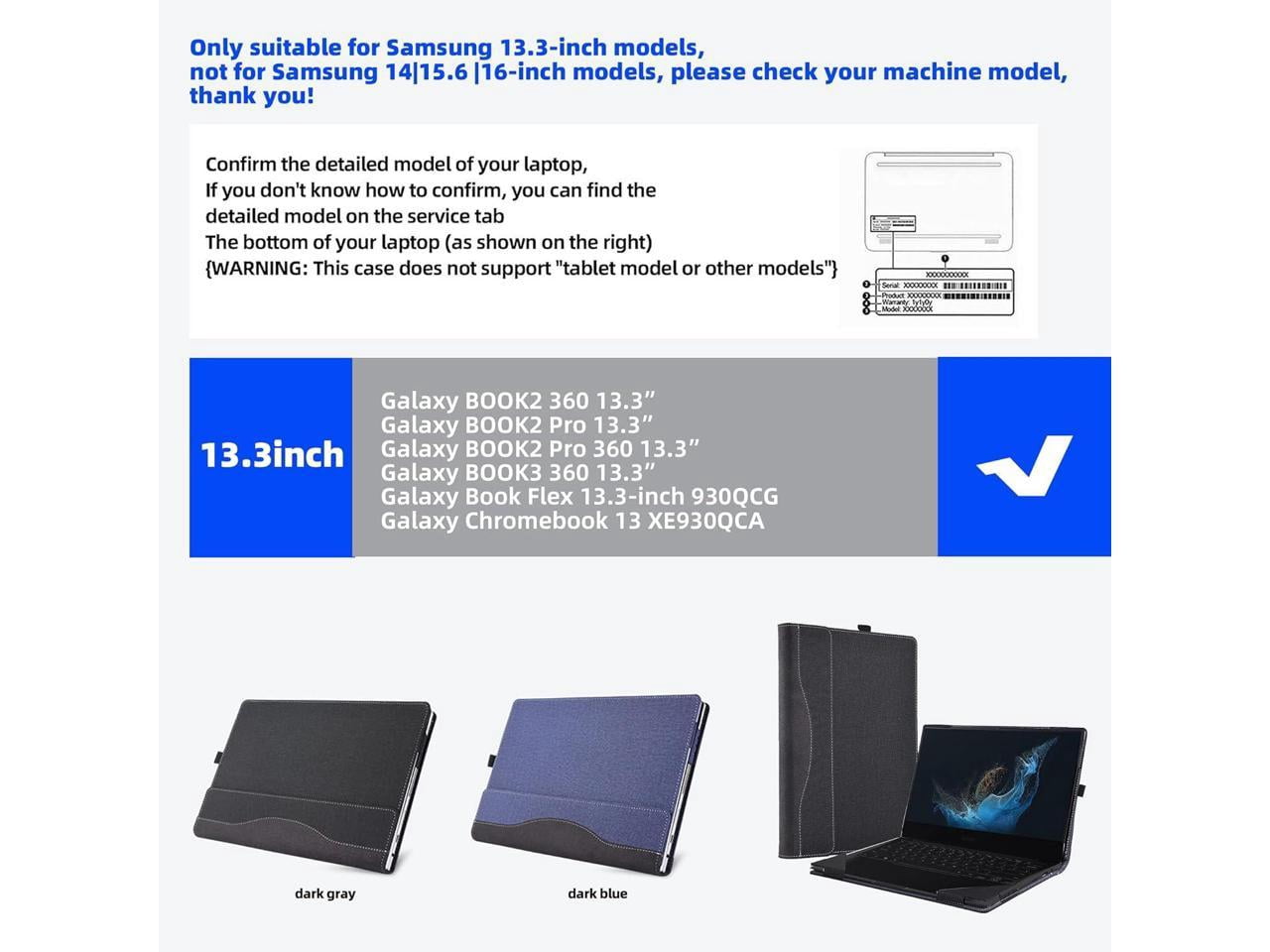 Laptop Cover for Samsung Galaxy Book 2 360 |Book 2 Pro 360|Book 2 pro 360 | Book 3 360|Chromebook 13 XE930QCA/Book Flex 13.3 NP930QCG PU Detachable Case