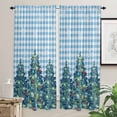 thumbnail image 2 of Blue Plaid Christmas Tree Kitchen Curtain 2 Panels Curtains 72 Inch Length, Winter Snowflake Xmas Tree Curtains Rod Pocket Curtains Window Drapes Treatment Window Cafe Curtains, 2 of 5