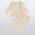 thumbnail image 2 of NOLDARES Infant Girls Cute Fall Winter Clothing Outfits 2 Piece Print Long Sleeve Round Neck Sweatshirt and Joggers Clothes(Light Yellow,12-18 M), 2 of 7
