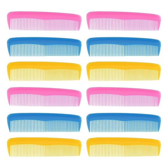 12 Pieces Colorful Hair Combs Set for Kids Women Men Plastic Fine Dressing Comb (Pink, Yellow, Blue)
