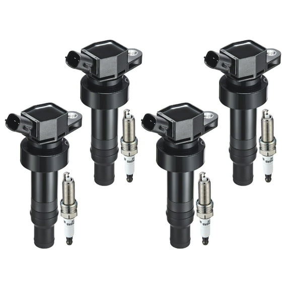 SPEEDWOW Coil Pack UF652 and Iridium Spark Plugs 93815 Compatible with Hyundai Accent Veloster Kia Rio Soul 1.6L 2.0L L4, Sets of 4