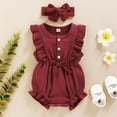 thumbnail image 2 of Wedding Bodysuit for Baby Girls Romper Sleeveless Ruffle Jumpsuit with Headband Kids Jumpsuit Summer Outfit, 2 of 8