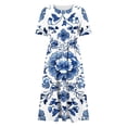 thumbnail image 4 of Women's Summer Casual Dresses Plus Size Round Neck Zipper Floral Print Dress, 4 of 7