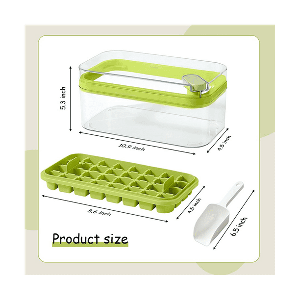 Ice Square Tray with Lid and Bin, 2 Pack Ice Square Trays for Freezer