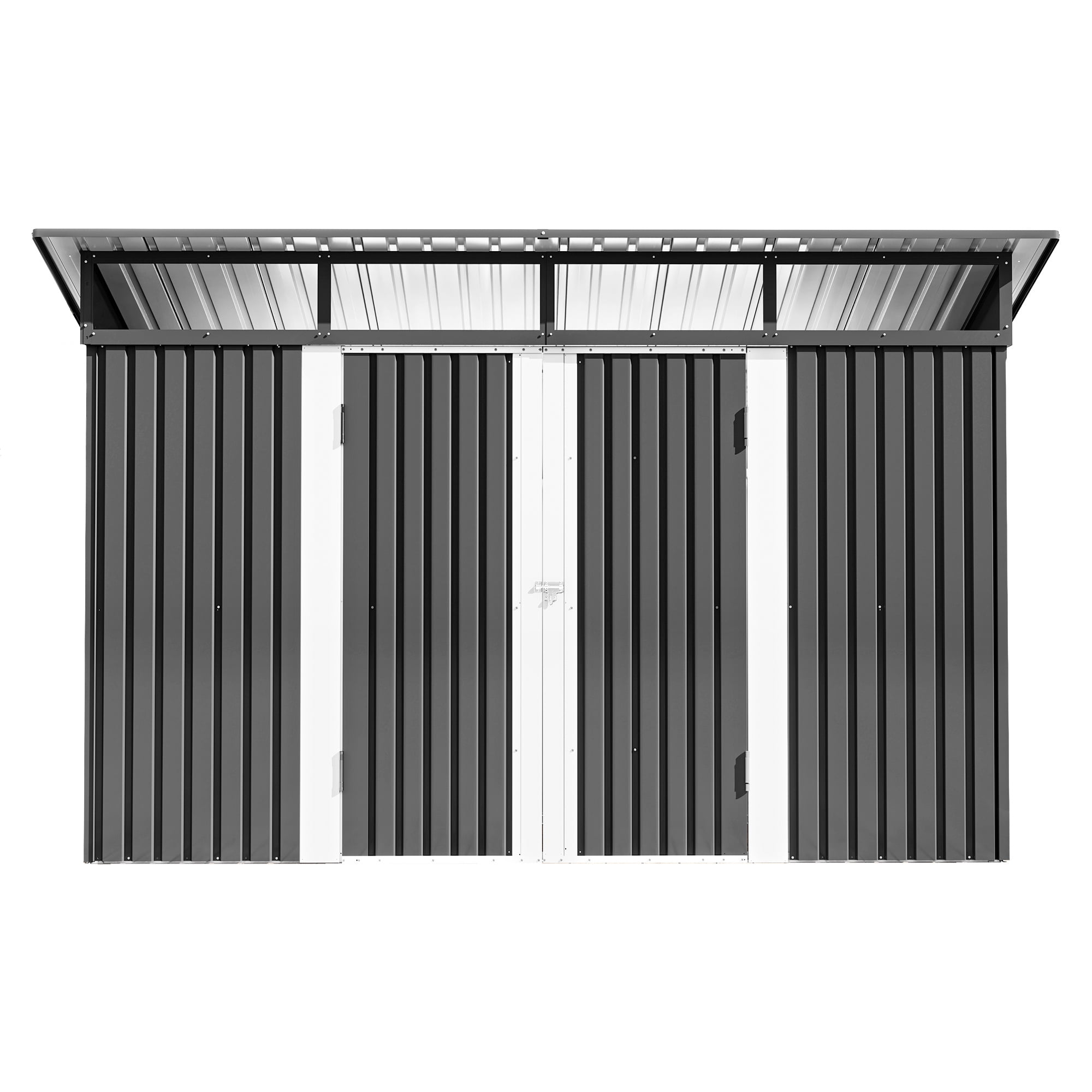 Uforic 9 x 4 FT Outdoor Storage Shed, Weather Resistant Metal Tool Shed with Acrylic Windows and Lockable Door, Multi-Functional Storage Shelter for Bikes Tools Waste Outdoor Patio Garden, Dark Gray